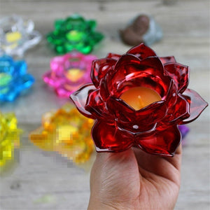 Stained Glass Lotus Tealight Candle Holder - Various Colors