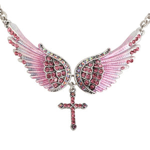 Angel Wings Cross Choker Necklace