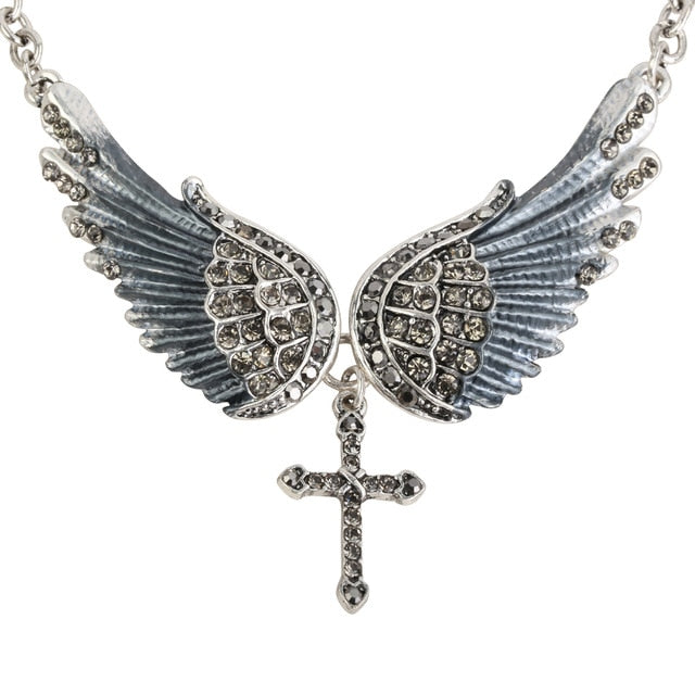 Angel Wings Cross Choker Necklace