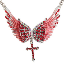 Load image into Gallery viewer, Angel Wings Cross Choker Necklace