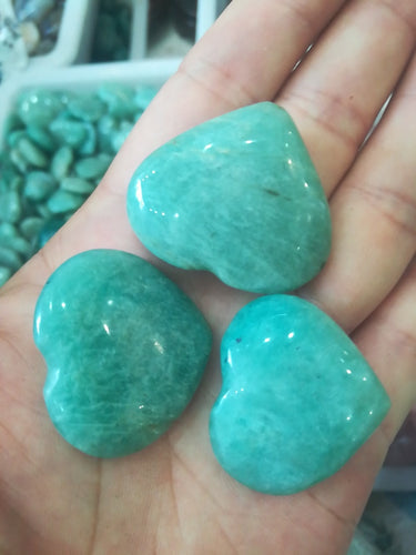 Natural Amazonite Stone Heart - 3 Pieces