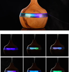 saengQ Electric Humidifier Essential Aroma Oil Diffuser Ultrasonic Wood Grain Air Humidifier USB Mini Mist Maker LED Light For