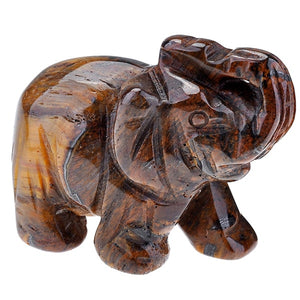 Sunligoo Opal Opalite Tiger eye Elephant Natural stone carved 1.5inch Figurine Healing Crystal Reiki Feng Shui Home Table Decor