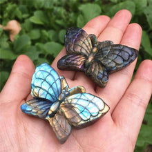 Load image into Gallery viewer, Natural Blue Labradorite Hand Carved Owl or Polished Crystal Butterfly