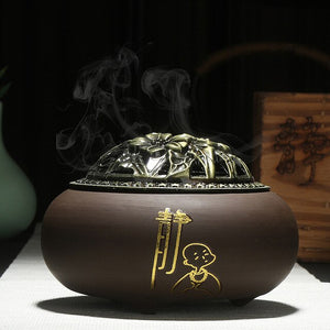 Ceramic Incense Stove with Antique Copper Cover - 5 Styles