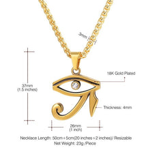 Load image into Gallery viewer, Ra Eye/Kpop Eye of Horus Necklace Egyptian Spiritual Jewelry Stainless Steel Gold/Black Color