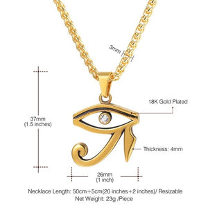 Ra Eye/Kpop Eye of Horus Necklace Egyptian Spiritual Jewelry Stainless Steel Gold/Black Color