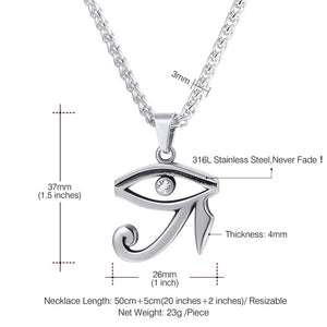 Ra Eye/Kpop Eye of Horus Necklace Egyptian Spiritual Jewelry Stainless Steel Gold/Black Color