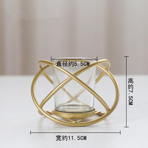 Nordic Creative Geometric Metal Candlestick Decoration Wrought Iron Gold Scented Candle Holder Tabletop Decorations