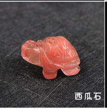 Load image into Gallery viewer, Chinese Natural Crystal Semi-precious Stone Turtle Carving Small Animal Powder Crystal Jade Crafts Feng Shui Ornaments