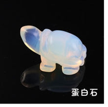 Load image into Gallery viewer, Chinese Natural Crystal Semi-precious Stone Turtle Carving Small Animal Powder Crystal Jade Crafts Feng Shui Ornaments