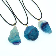 Load image into Gallery viewer, Natural blue fluorite Crystal Stone Rock Pendant rough Gravel Tumbled Bulk Quartz Healing Reiki natural stones  Necklace