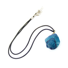 Load image into Gallery viewer, Natural blue fluorite Crystal Stone Rock Pendant rough Gravel Tumbled Bulk Quartz Healing Reiki natural stones  Necklace