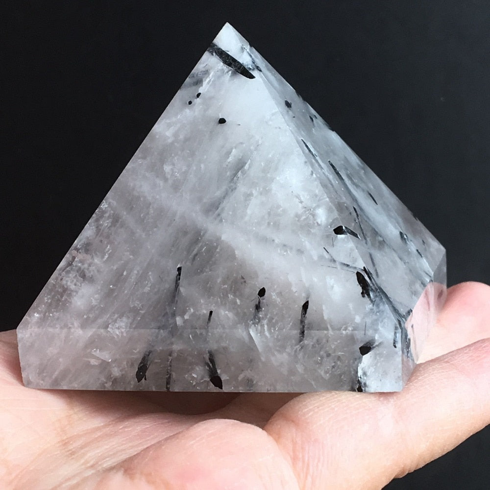 4-5cm NATURAL RARE  Tourmaline QUARTZ CRYSTAL pyramid HEALING