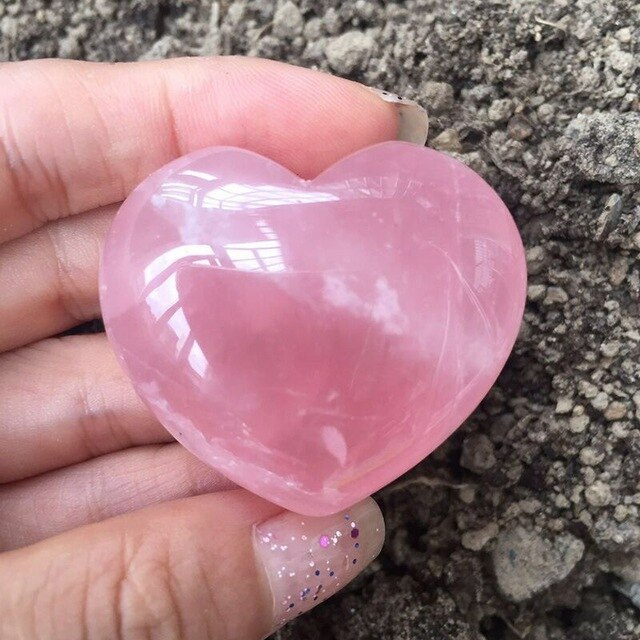 40-45mm 100% Natural Pink Rose Quartz Crystal Heart