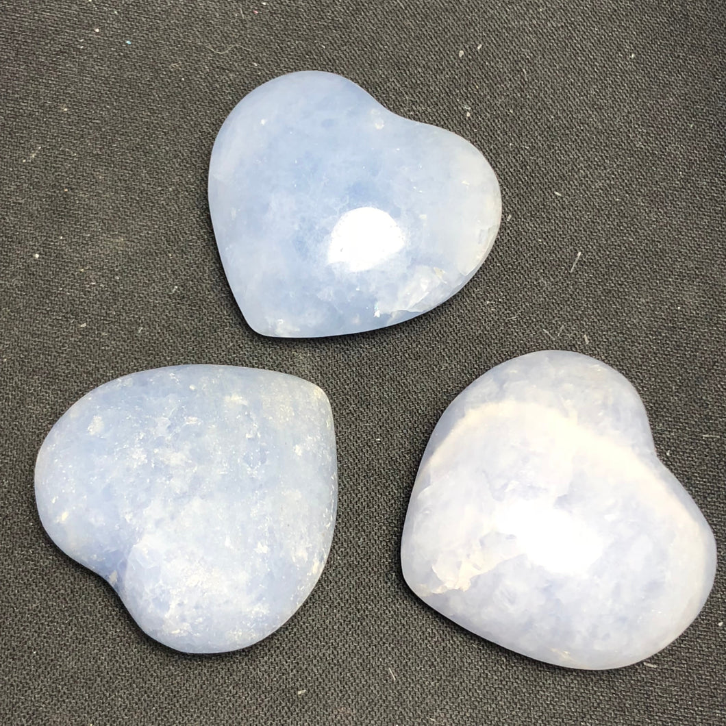 Natural Blue Celestite Crystal Heart - 3 Pieces