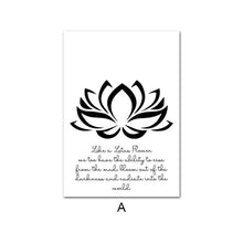 Load image into Gallery viewer, Spiritual Meditation Abstract Poster Hamasa Hand Lotus Black White Canvas Print Yoga Wall Art Picture Painting Modern Home Decor