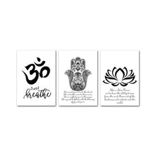 Load image into Gallery viewer, Spiritual Meditation Abstract Poster Hamasa Hand Lotus Black White Canvas Print Yoga Wall Art Picture Painting Modern Home Decor