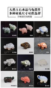 Chinese Natural Crystal Semi-precious Stone Turtle Carving Small Animal Powder Crystal Jade Crafts Feng Shui Ornaments