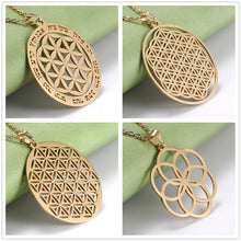 Load image into Gallery viewer, Lemegeton Flower of Life Mandala Runes Necklace Buddhist Jewelry Sacred Geometry Women Accessories Stainless Steel Necklace