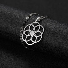 Load image into Gallery viewer, Lemegeton Flower of Life Mandala Runes Necklace Buddhist Jewelry Sacred Geometry Women Accessories Stainless Steel Necklace