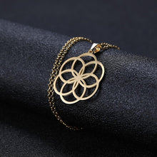 Load image into Gallery viewer, Lemegeton Flower of Life Mandala Runes Necklace Buddhist Jewelry Sacred Geometry Women Accessories Stainless Steel Necklace