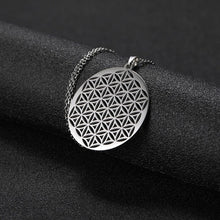 Load image into Gallery viewer, Lemegeton Flower of Life Mandala Runes Necklace Buddhist Jewelry Sacred Geometry Women Accessories Stainless Steel Necklace