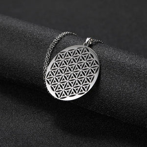 Lemegeton Flower of Life Mandala Runes Necklace Buddhist Jewelry Sacred Geometry Women Accessories Stainless Steel Necklace