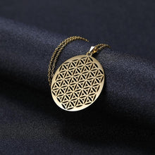 Load image into Gallery viewer, Lemegeton Flower of Life Mandala Runes Necklace Buddhist Jewelry Sacred Geometry Women Accessories Stainless Steel Necklace