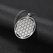 Load image into Gallery viewer, Lemegeton Flower of Life Mandala Runes Necklace Buddhist Jewelry Sacred Geometry Women Accessories Stainless Steel Necklace