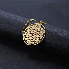 Load image into Gallery viewer, Lemegeton Flower of Life Mandala Runes Necklace Buddhist Jewelry Sacred Geometry Women Accessories Stainless Steel Necklace