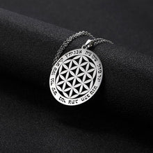 Load image into Gallery viewer, Lemegeton Flower of Life Mandala Runes Necklace Buddhist Jewelry Sacred Geometry Women Accessories Stainless Steel Necklace