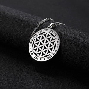 Lemegeton Flower of Life Mandala Runes Necklace Buddhist Jewelry Sacred Geometry Women Accessories Stainless Steel Necklace