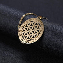 Load image into Gallery viewer, Lemegeton Flower of Life Mandala Runes Necklace Buddhist Jewelry Sacred Geometry Women Accessories Stainless Steel Necklace