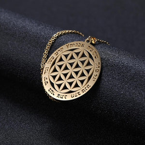 Lemegeton Flower of Life Mandala Runes Necklace Buddhist Jewelry Sacred Geometry Women Accessories Stainless Steel Necklace