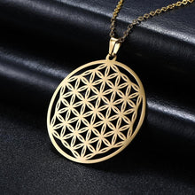 Load image into Gallery viewer, Lemegeton Flower of Life Mandala Runes Necklace Buddhist Jewelry Sacred Geometry Women Accessories Stainless Steel Necklace