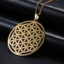 Load image into Gallery viewer, Lemegeton Flower of Life Mandala Runes Necklace Buddhist Jewelry Sacred Geometry Women Accessories Stainless Steel Necklace