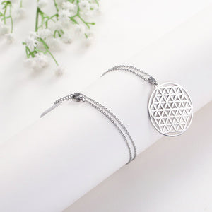 Lemegeton Flower of Life Mandala Runes Necklace Buddhist Jewelry Sacred Geometry Women Accessories Stainless Steel Necklace