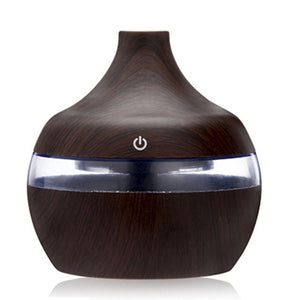 saengQ Electric Humidifier Essential Aroma Oil Diffuser Ultrasonic Wood Grain Air Humidifier USB Mini Mist Maker LED Light For