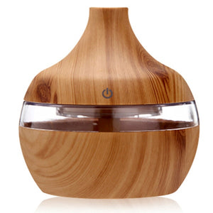 saengQ Electric Humidifier Essential Aroma Oil Diffuser Ultrasonic Wood Grain Air Humidifier USB Mini Mist Maker LED Light For