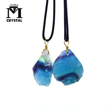 Load image into Gallery viewer, Natural blue fluorite Crystal Stone Rock Pendant rough Gravel Tumbled Bulk Quartz Healing Reiki natural stones  Necklace