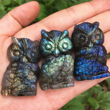 Load image into Gallery viewer, Natural Blue Labradorite Hand Carved Owl or Polished Crystal Butterfly