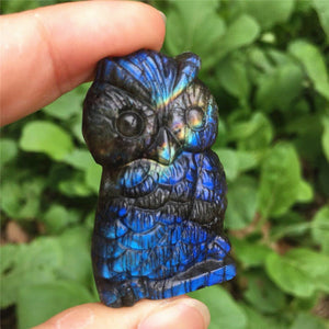 Natural Blue Labradorite Hand Carved Owl or Polished Crystal Butterfly