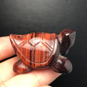 Natural Red Tiger Eye or Blue Sands Crystal Carved Turtle - approx 1.5 inch