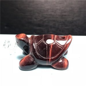 Natural Red Tiger Eye or Blue Sands Crystal Carved Turtle - approx 1.5 inch