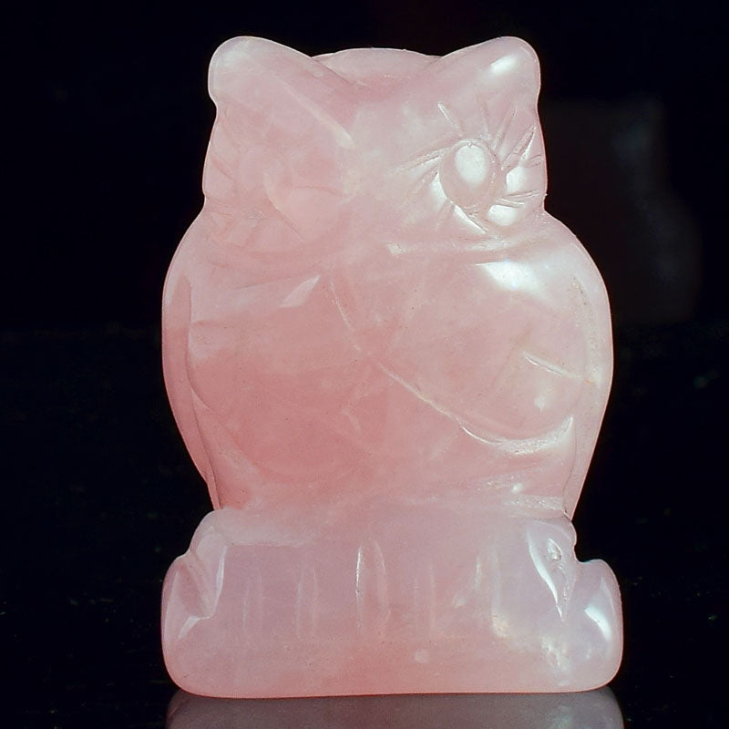 Carved Owl Natural Crystal 1.5 inch Figurine Handmade