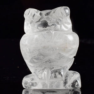 Carved Owl Natural Crystal 1.5 inch Figurine Handmade