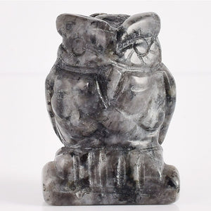 Carved Owl Natural Crystal 1.5 inch Figurine Handmade