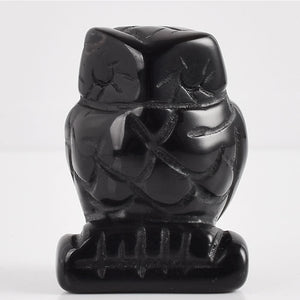 Carved Owl Natural Crystal 1.5 inch Figurine Handmade