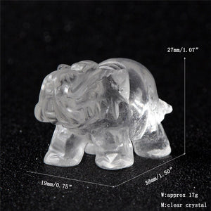 Elephant Natural Crystal carved 1.5 inch Figurine